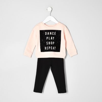 Mini girls dance sweater and leggings set